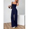 image:imageOYOANGLE Womens Strappy Backless Jumpsuits Wide Leg Sleeveless One Piece Summer Outfits Rompers OverallsDark Blue