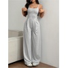 image:imageOYOANGLE Womens Strappy Backless Jumpsuits Wide Leg Sleeveless One Piece Summer Outfits Rompers OverallsLight Grey