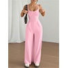 image:imageOYOANGLE Womens Strappy Backless Jumpsuits Wide Leg Sleeveless One Piece Summer Outfits Rompers OverallsPink
