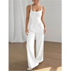 image:imageOYOANGLE Womens Strappy Backless Jumpsuits Wide Leg Sleeveless One Piece Summer Outfits Rompers OverallsWhite
