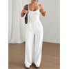 image:imageOYOANGLE Womens Strappy Backless Jumpsuits Wide Leg Sleeveless One Piece Summer Outfits Rompers OverallsWhite